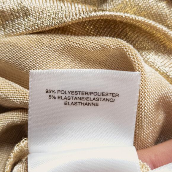 Anne Klein Blouse Metallic Knit Gold Tone Women’s L Chic Quiet Luxury - Picture 7 of 9